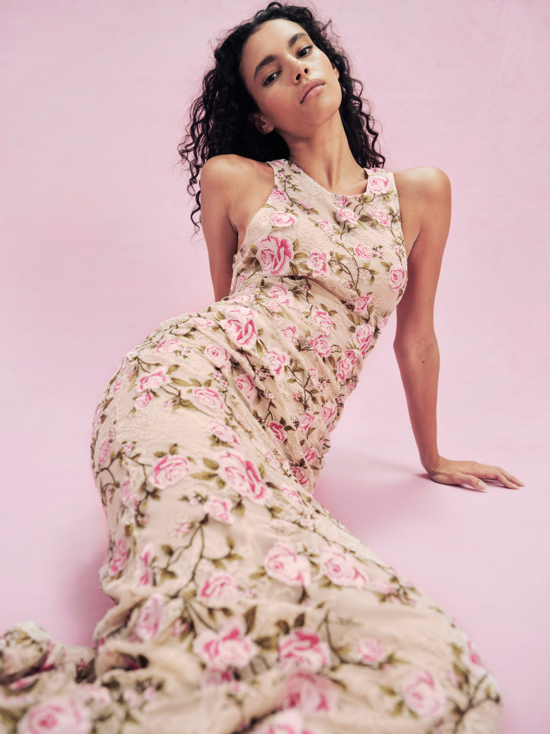 Esme Rose Embroidered Gown Pink