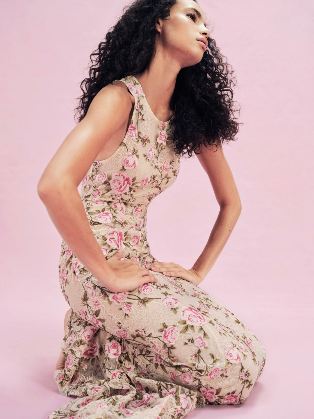 Esme Rose Embroidered Gown Pink