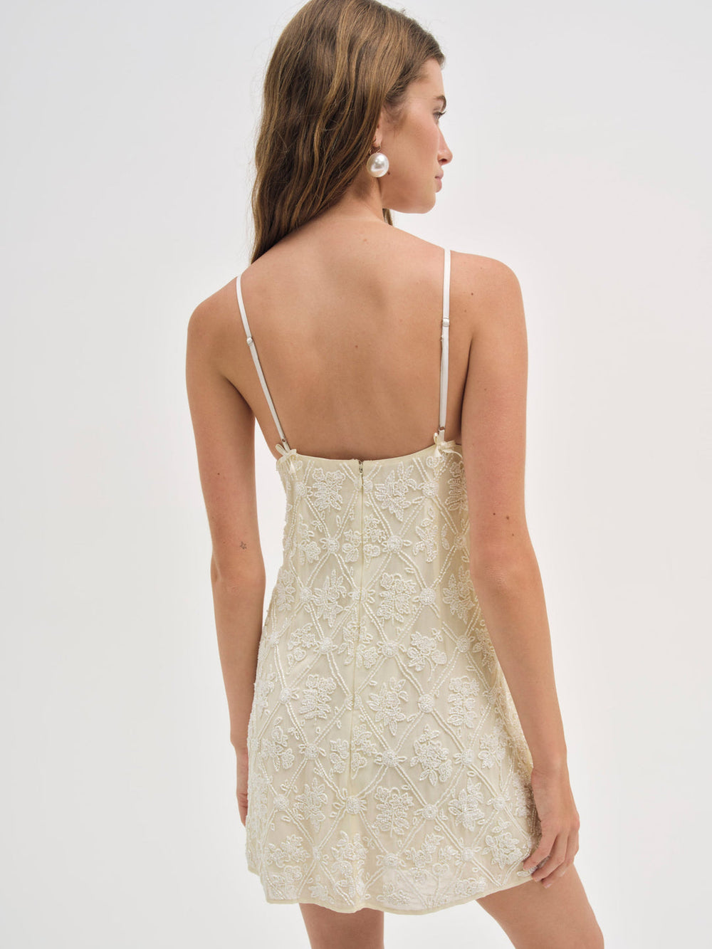 Bridget Beaded Mini Dress Cream