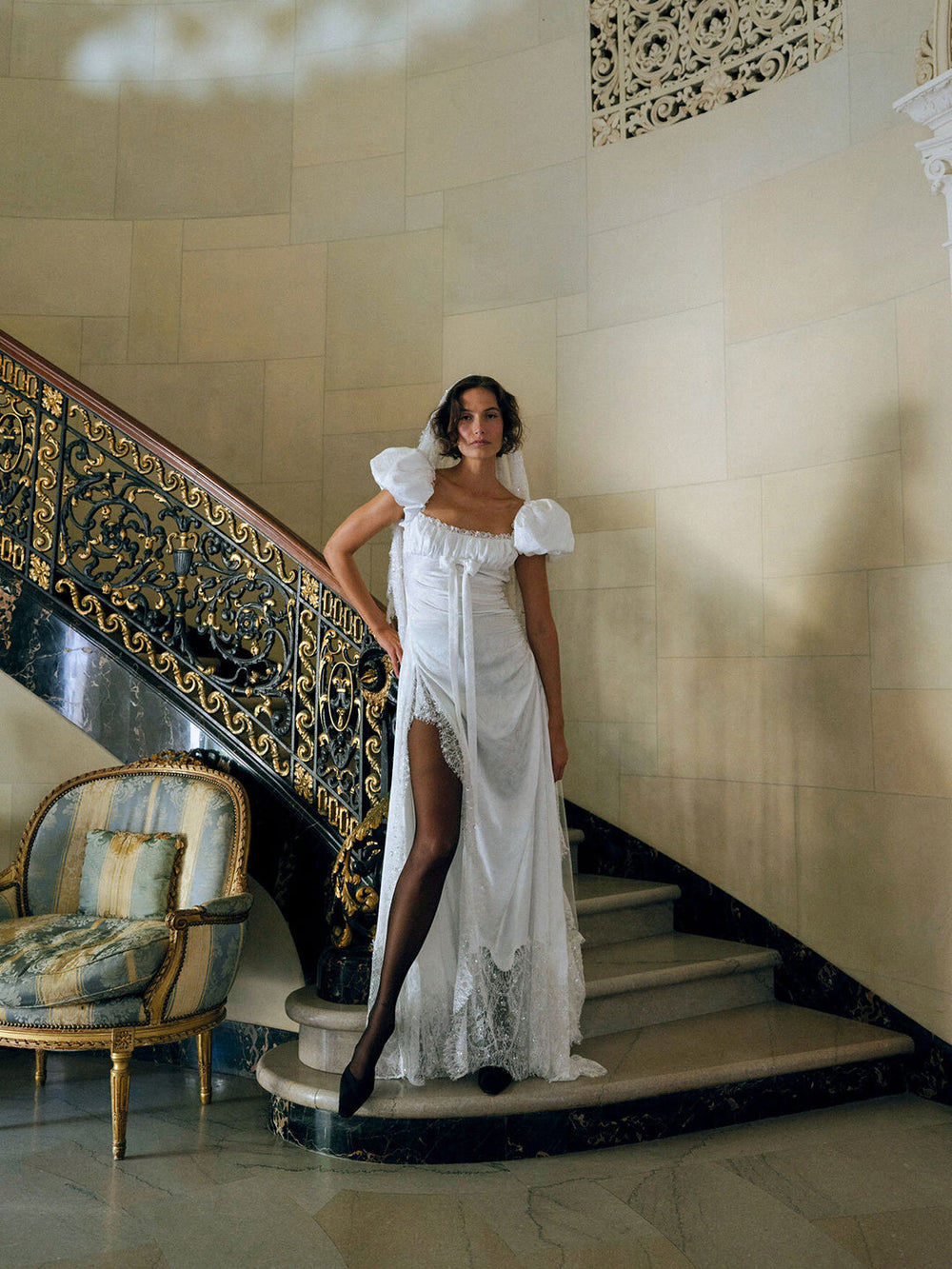 Aurelia Jacquard Gown White