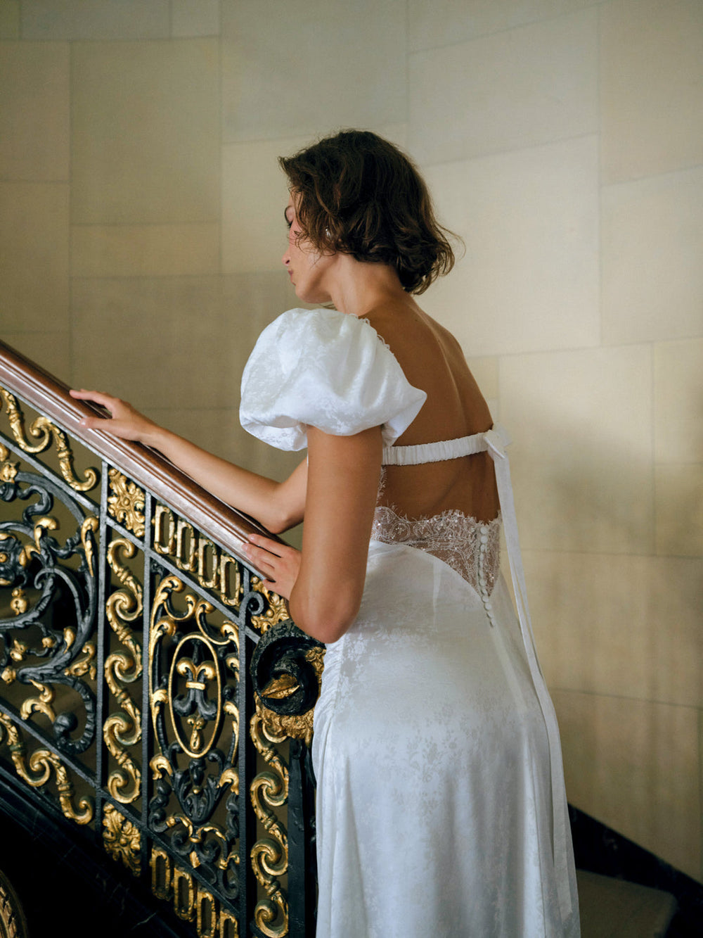 Aurelia Jacquard Gown White