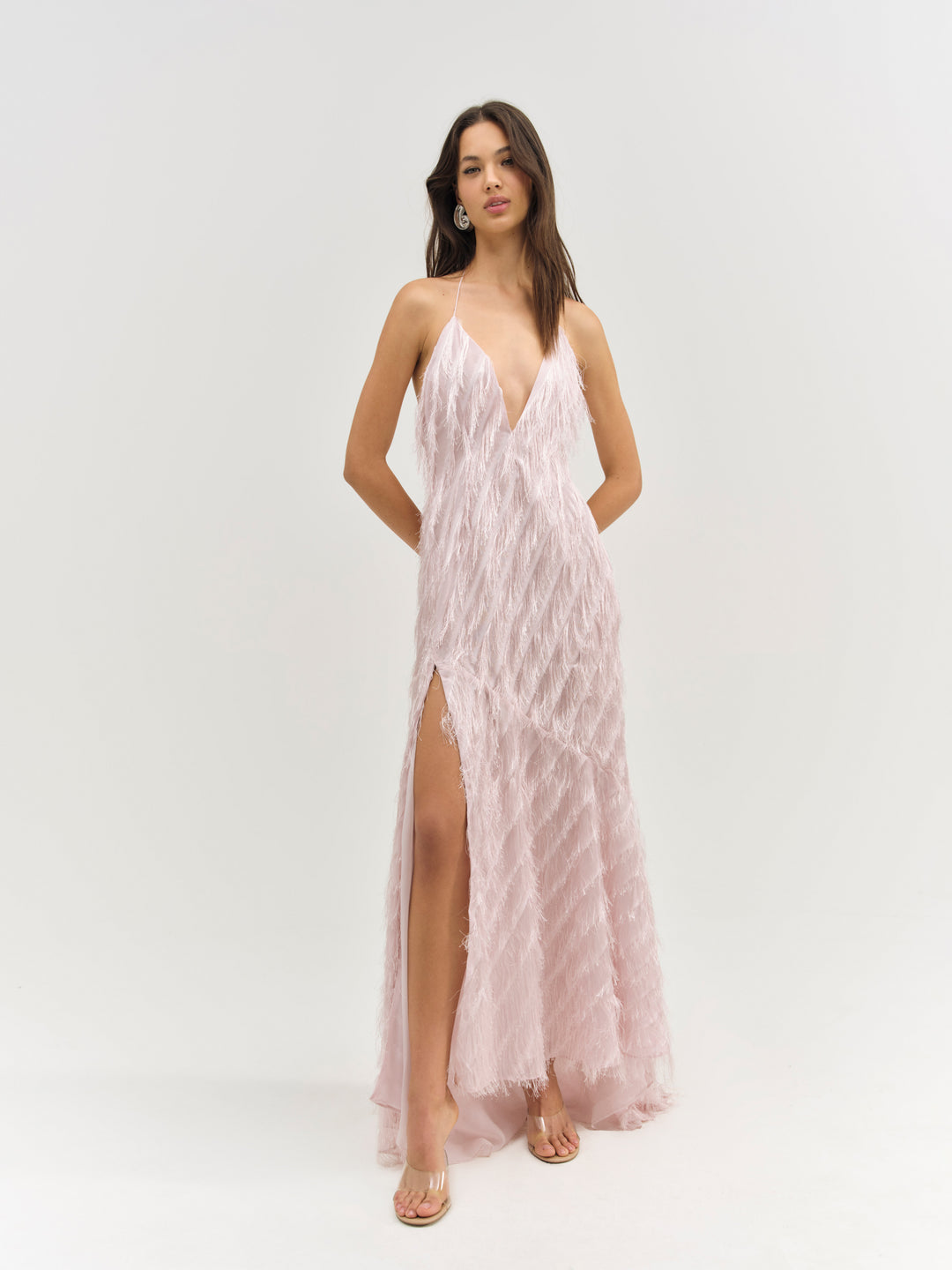 Heidi Fringe Maxi Dress Pink