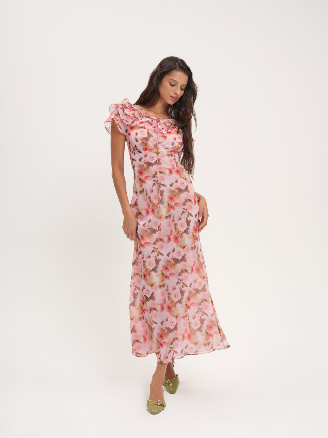 Fallen Floral Maxi Dress Pink