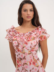 Fallen Floral Maxi Dress Pink