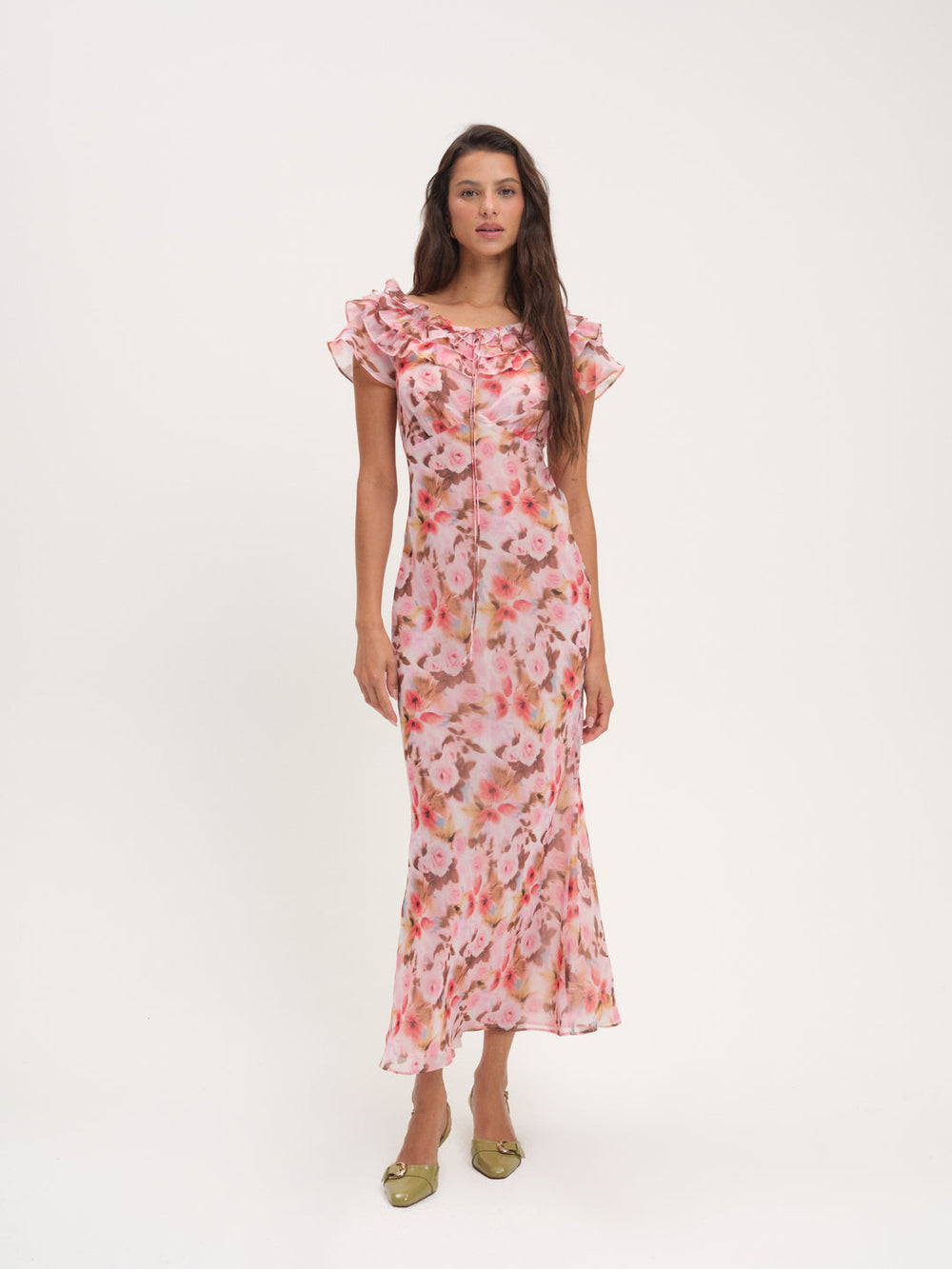 Fallen Floral Maxi Dress Pink
