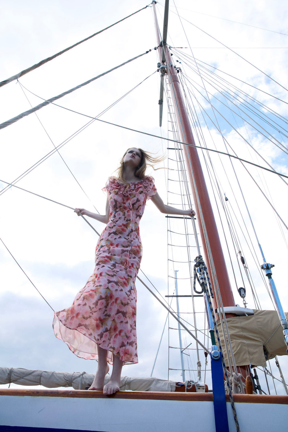 Fallen Floral Maxi Dress Pink