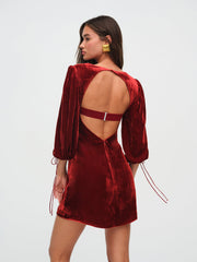 Nadine Velvet Mini Dress Red