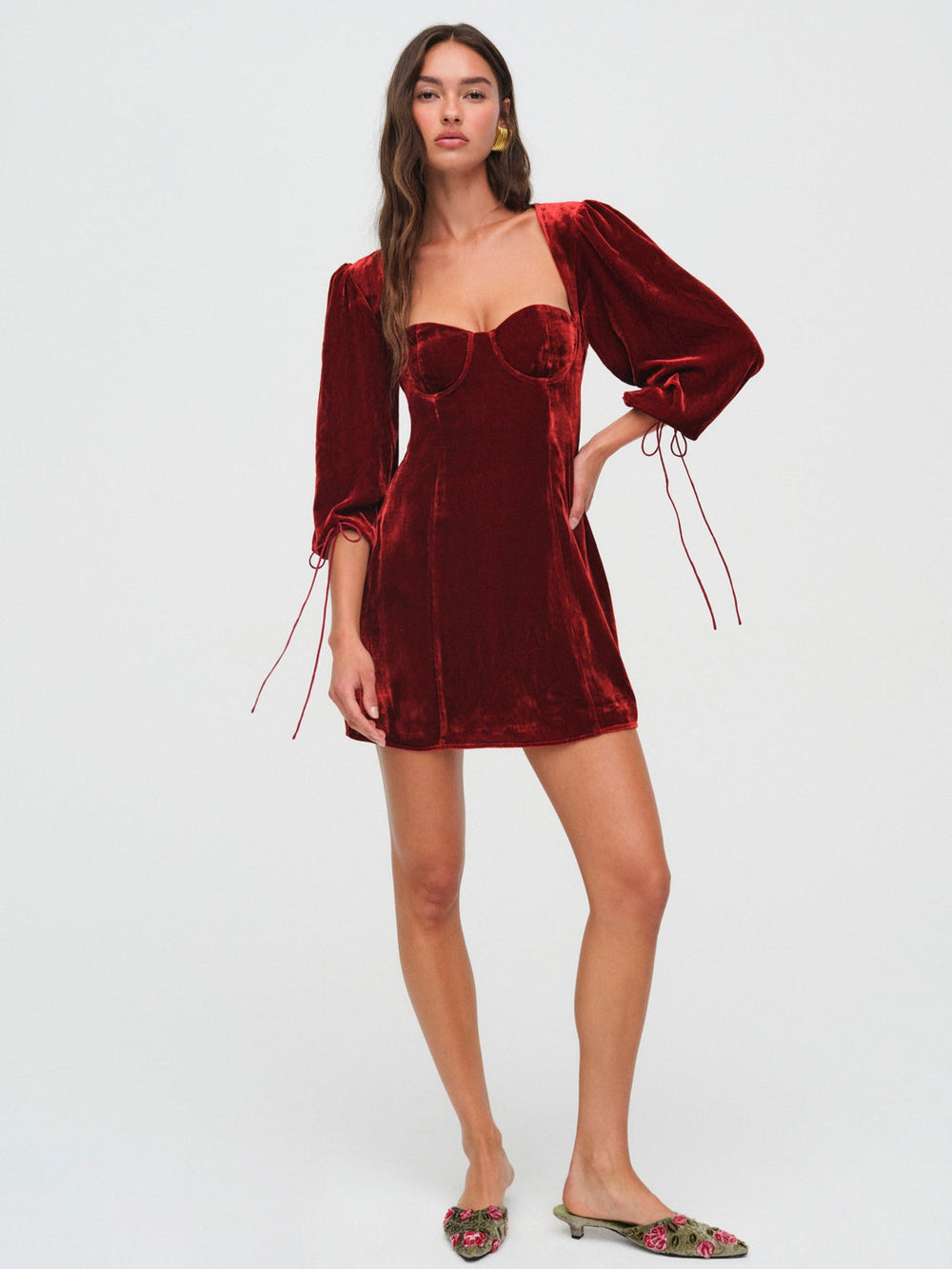 Nadine Velvet Mini Dress Red