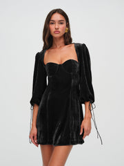 Nadine Velvet Mini Dress Black