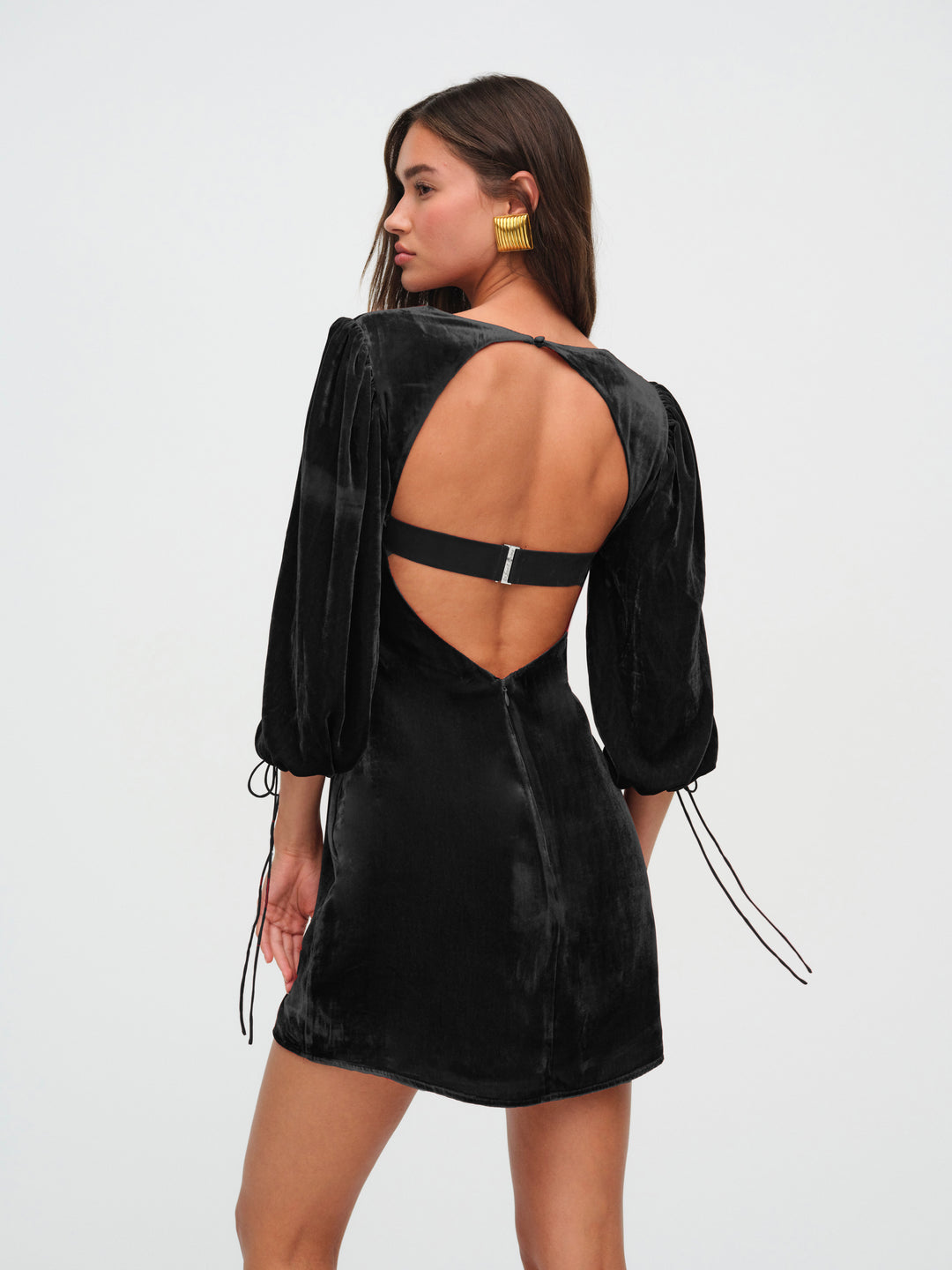 Nadine Velvet Mini Dress Black