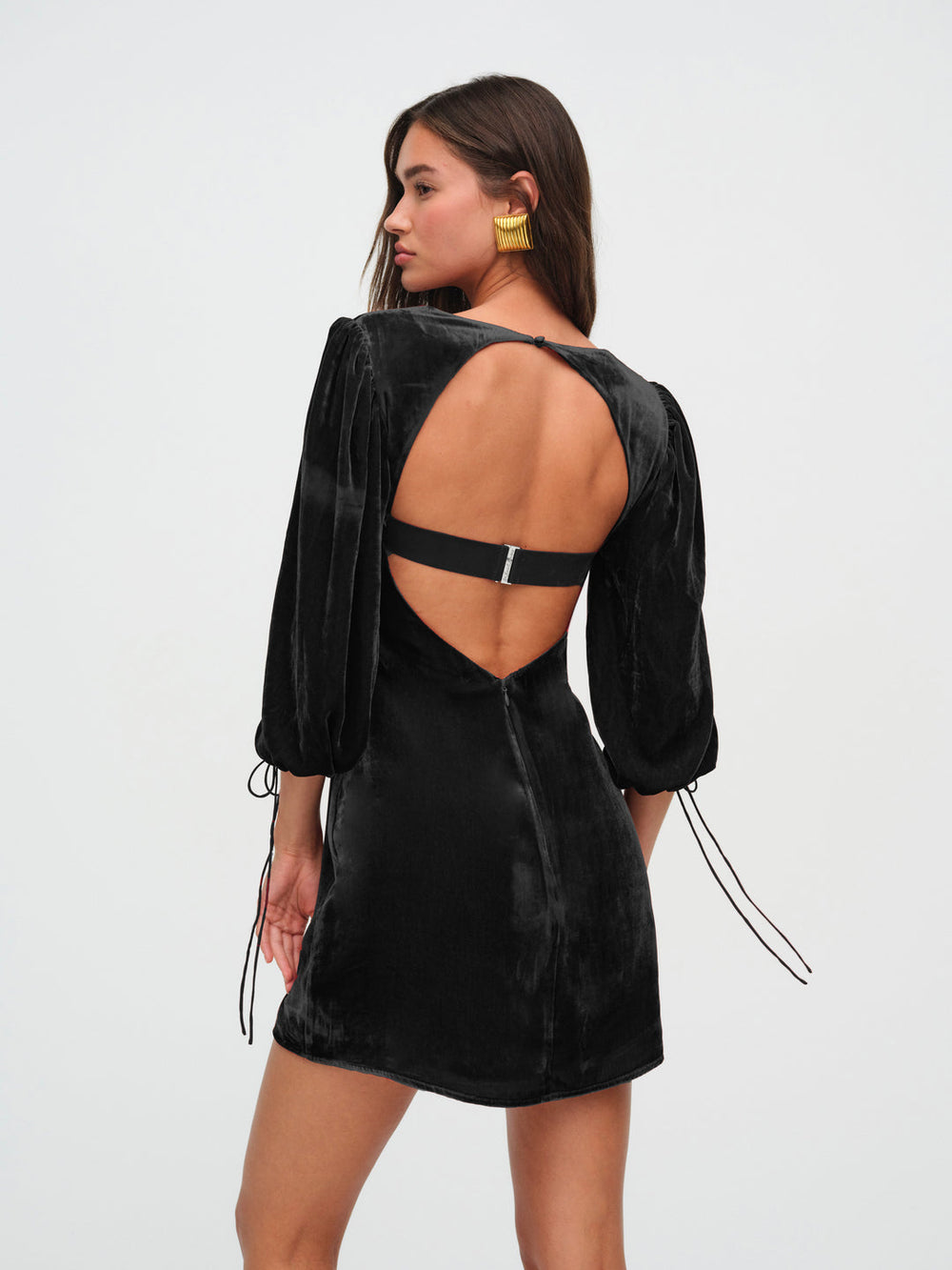 Nadine Velvet Mini Dress Black