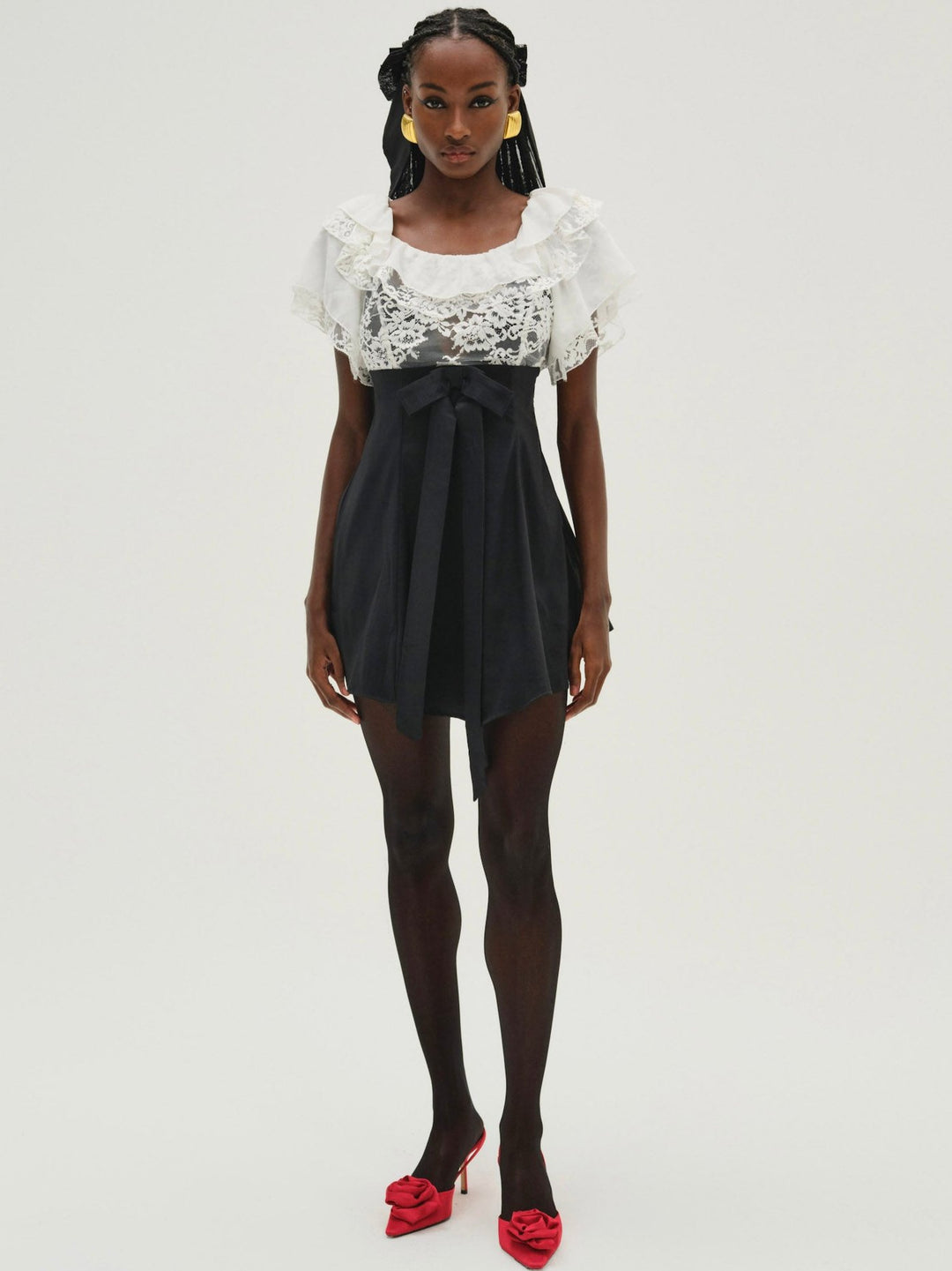 Holiday Lace Mini Dress White