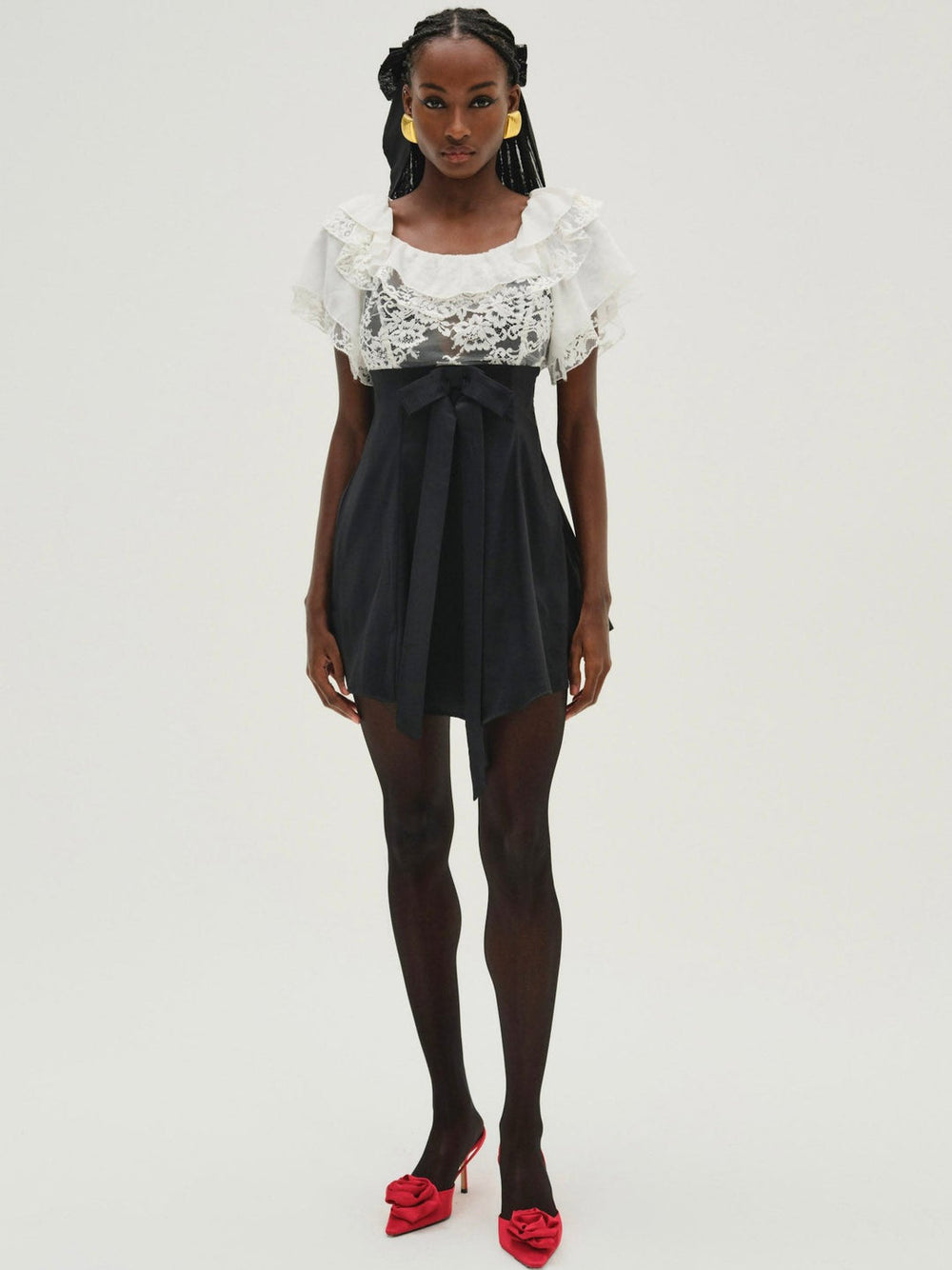 Holiday Lace Mini Dress White