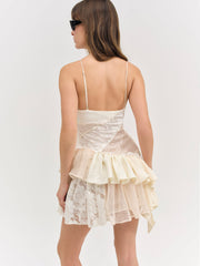 Paulina Patchwork Mini Dress Cream