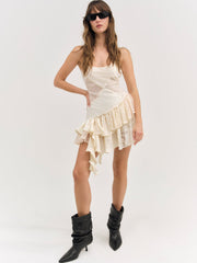 Paulina Patchwork Mini Dress Cream