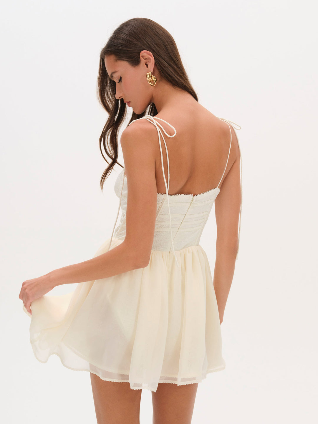 Rosie Jacquard Bustier Mini Dress Cream