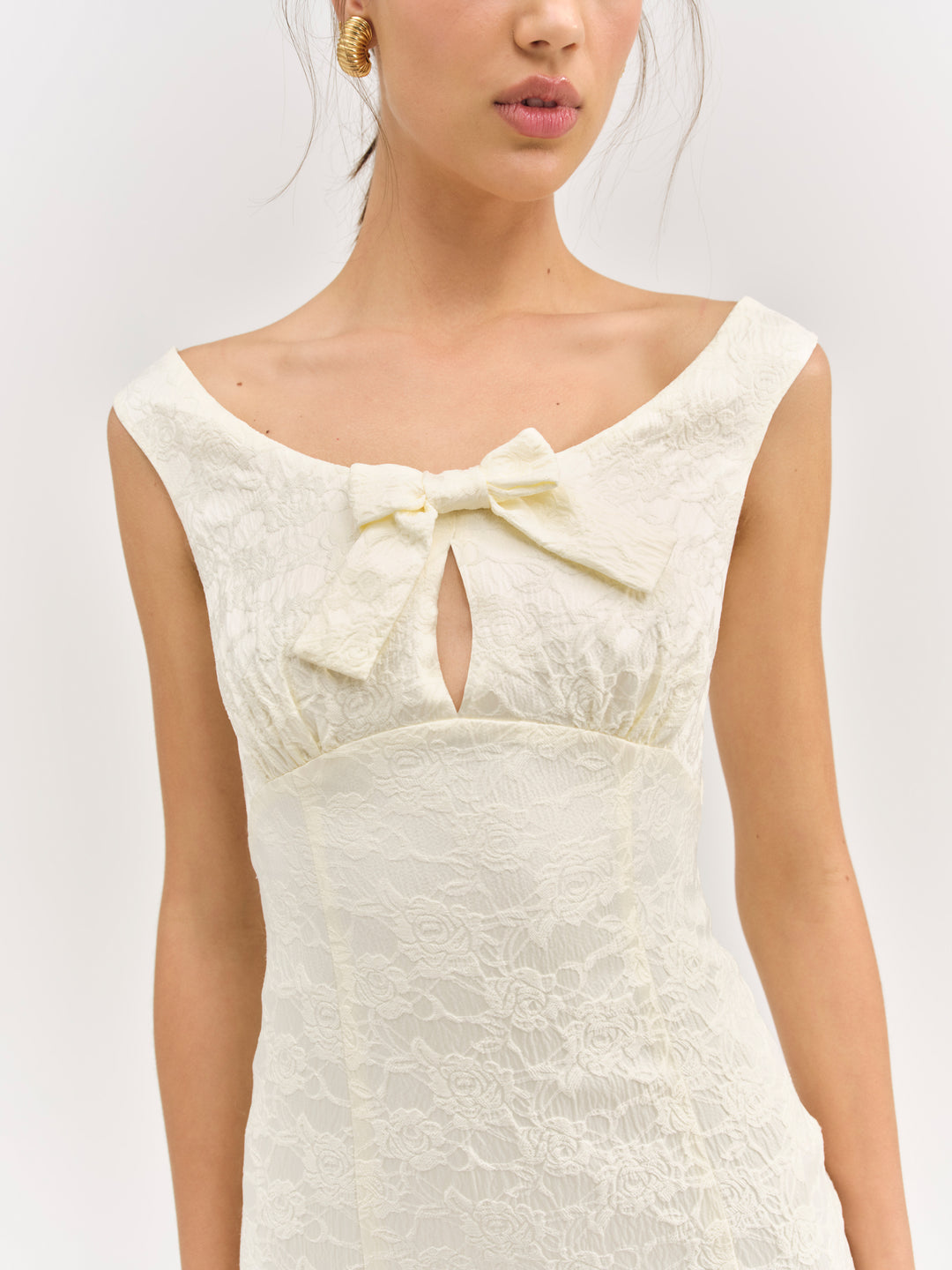 Rosie Jacquard Mini Dress Cream
