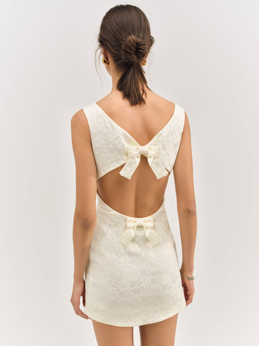 Rosie Jacquard Mini Dress Cream