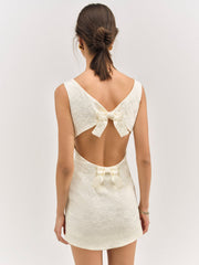 Rosie Jacquard Mini Dress Cream