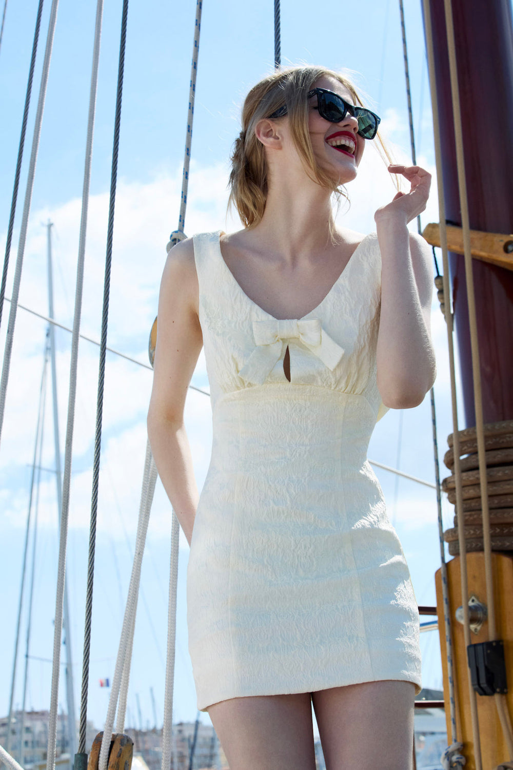 Rosie Jacquard Mini Dress Cream