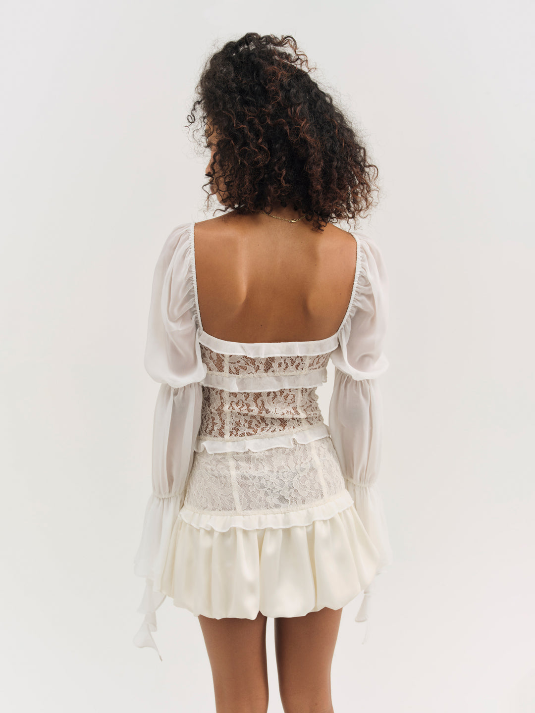 Lea Lace Long Sleeve Mini Dress Cream