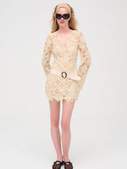 Coco Lace Long Sleeve Mini Dress Cream