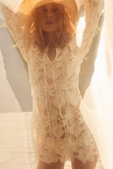Coco Lace Long Sleeve Mini Dress Cream