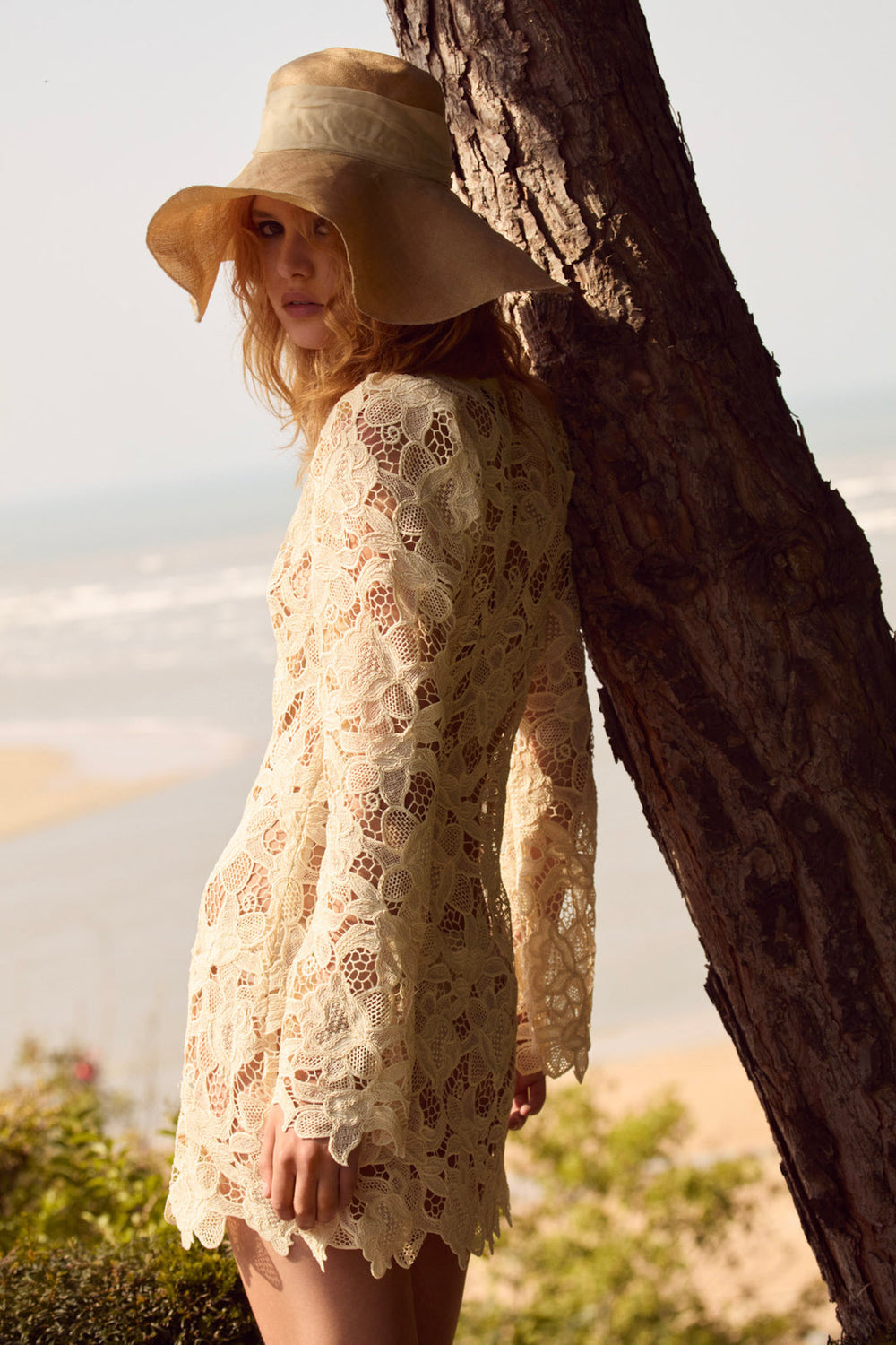 Coco Lace Long Sleeve Mini Dress Cream
