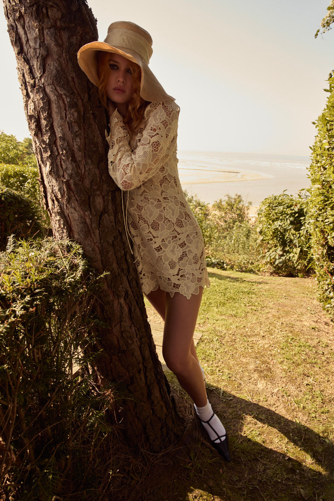 Coco Lace Long Sleeve Mini Dress Cream