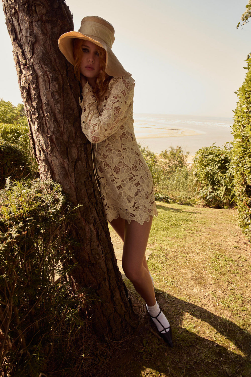 Coco Lace Long Sleeve Mini Dress Cream