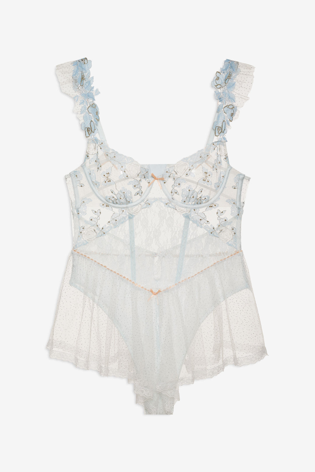Winter Roses Romper Blue