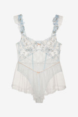 Winter Roses Romper Blue