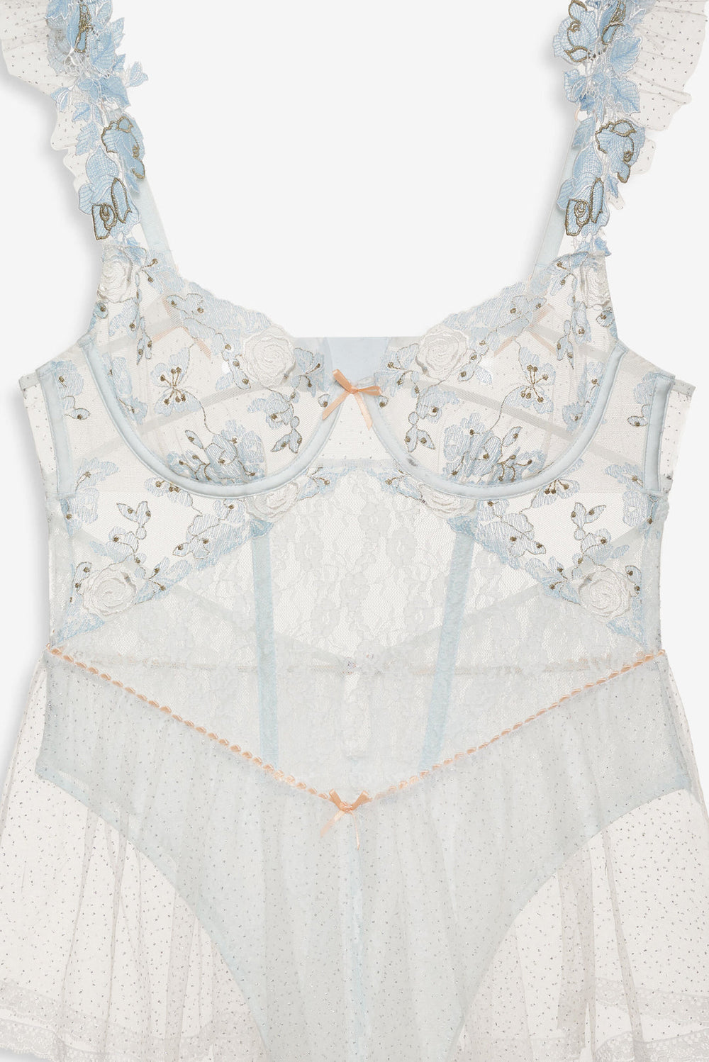 Winter Roses Romper Blue
