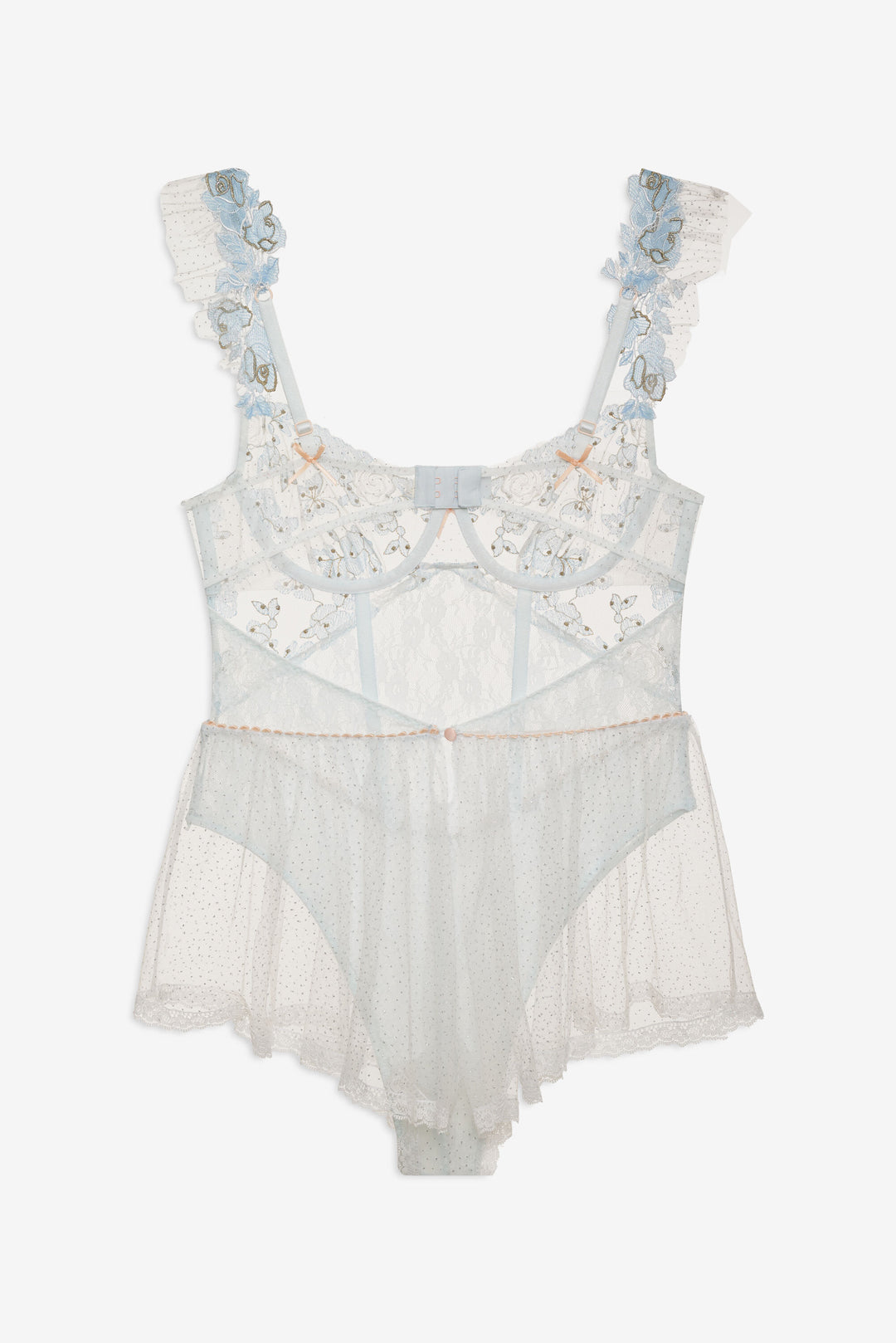 Winter Roses Romper Blue
