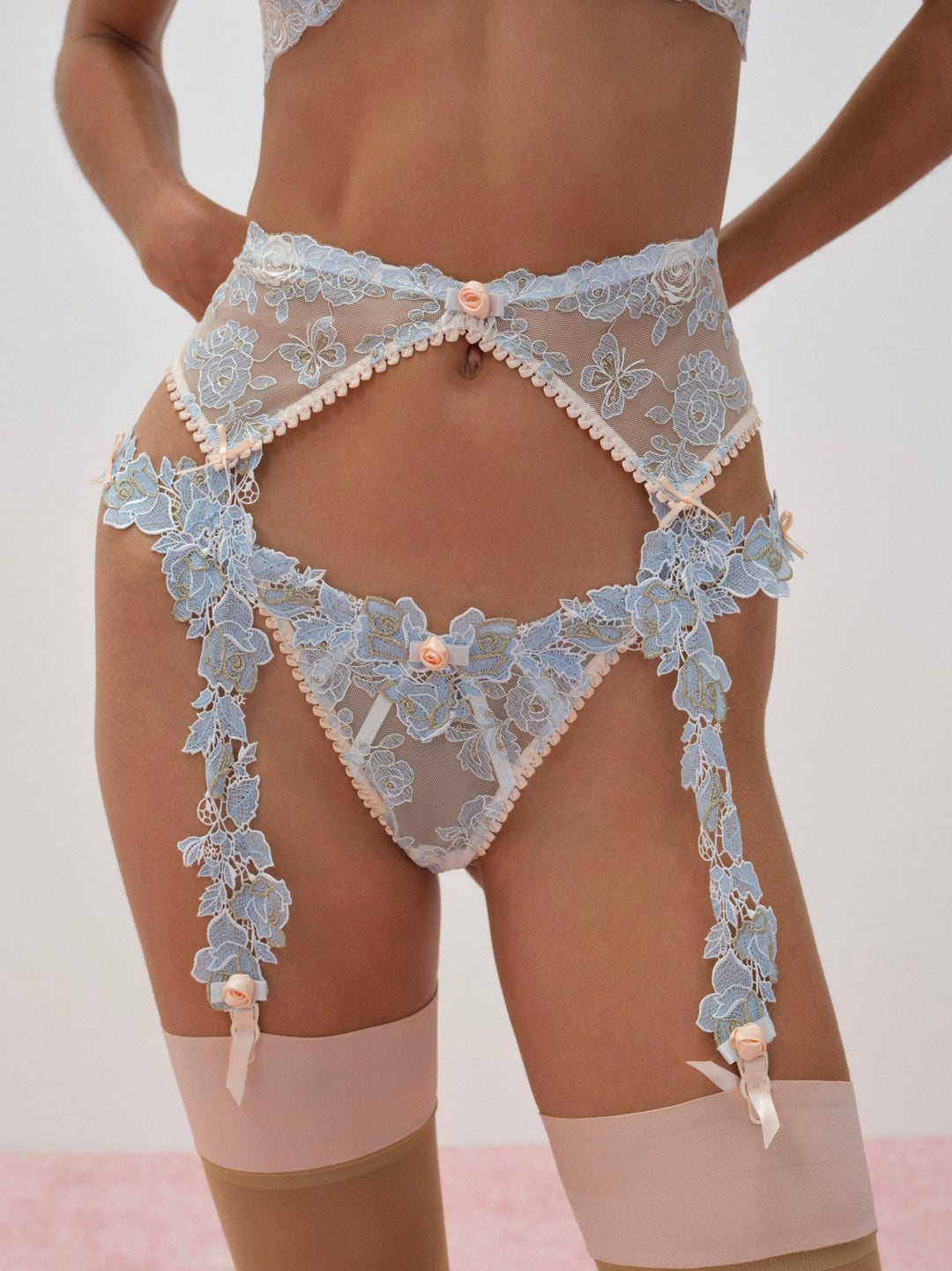 Winter Roses Garter Belt Blue