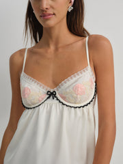 Evie Floral Slip Dress Cream