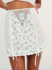Budding Blossom Garter Skirt White