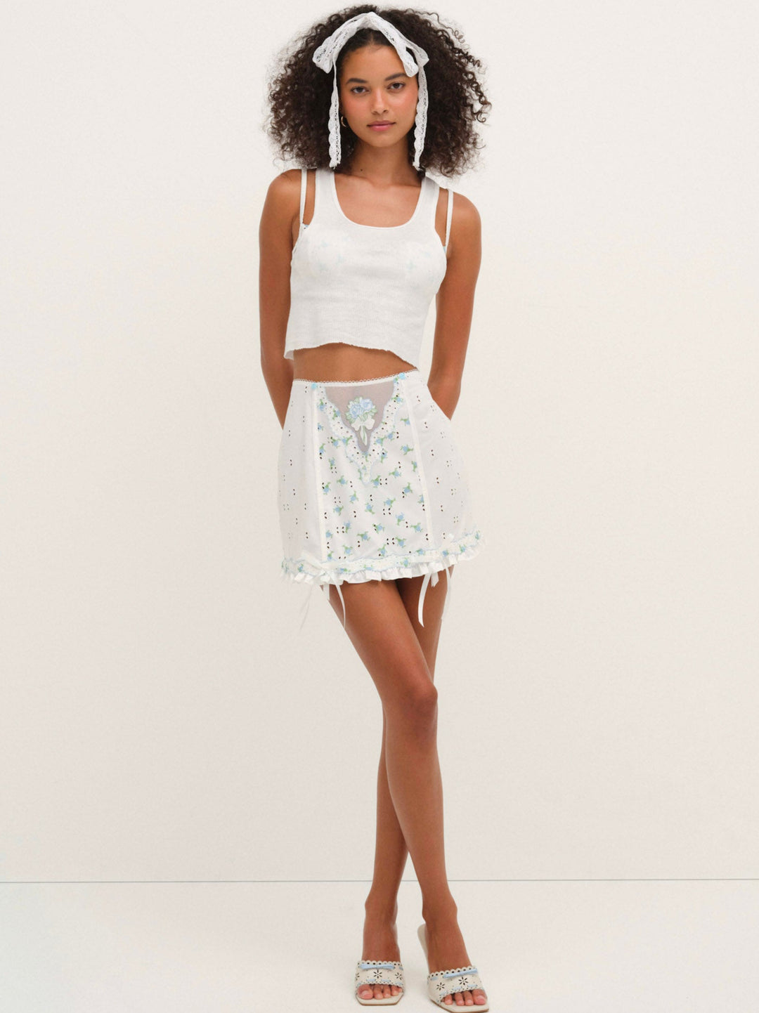Budding Blossom Garter Skirt White