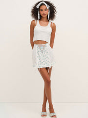 Budding Blossom Garter Skirt White