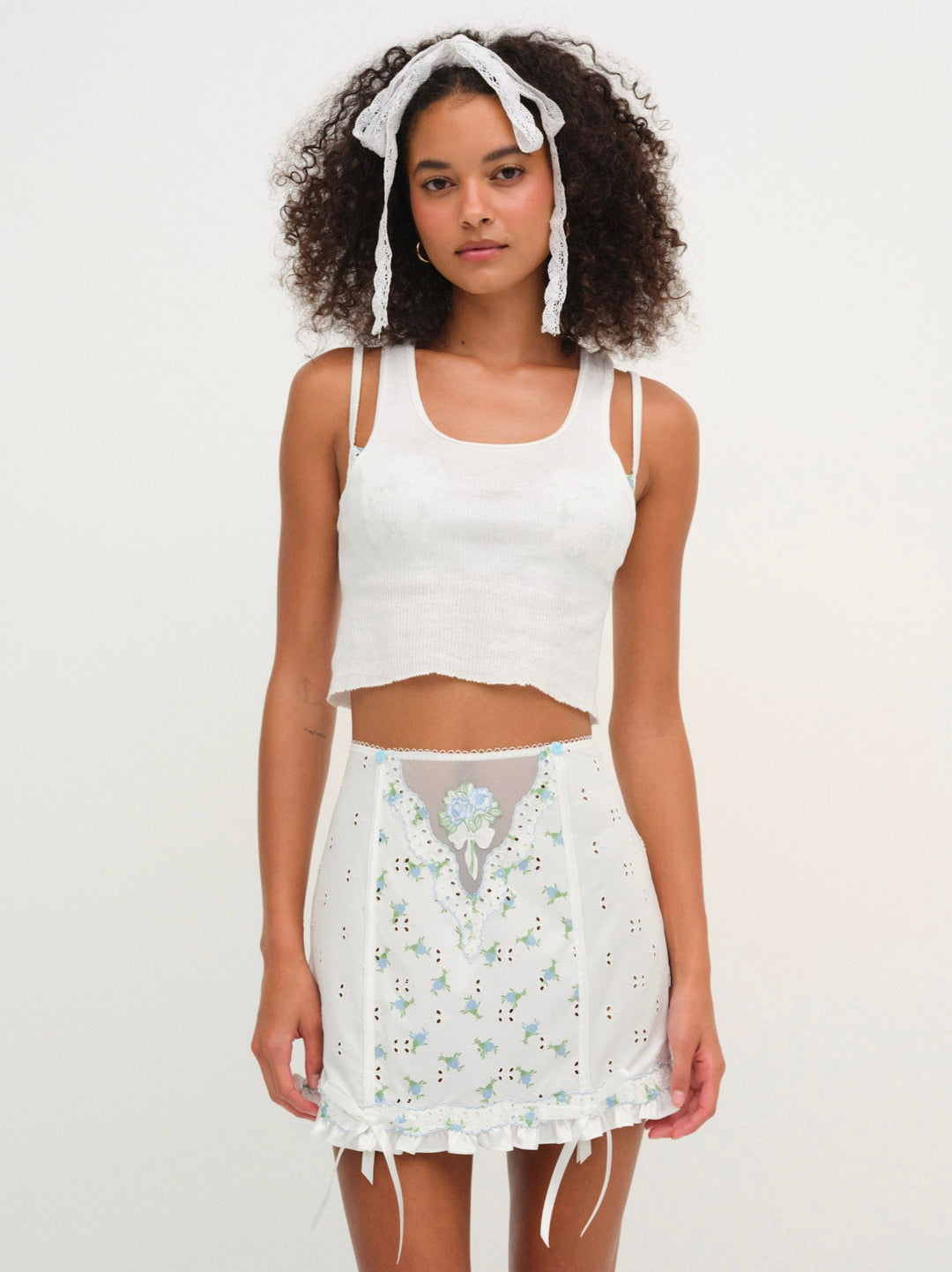 Budding Blossom Garter Skirt White