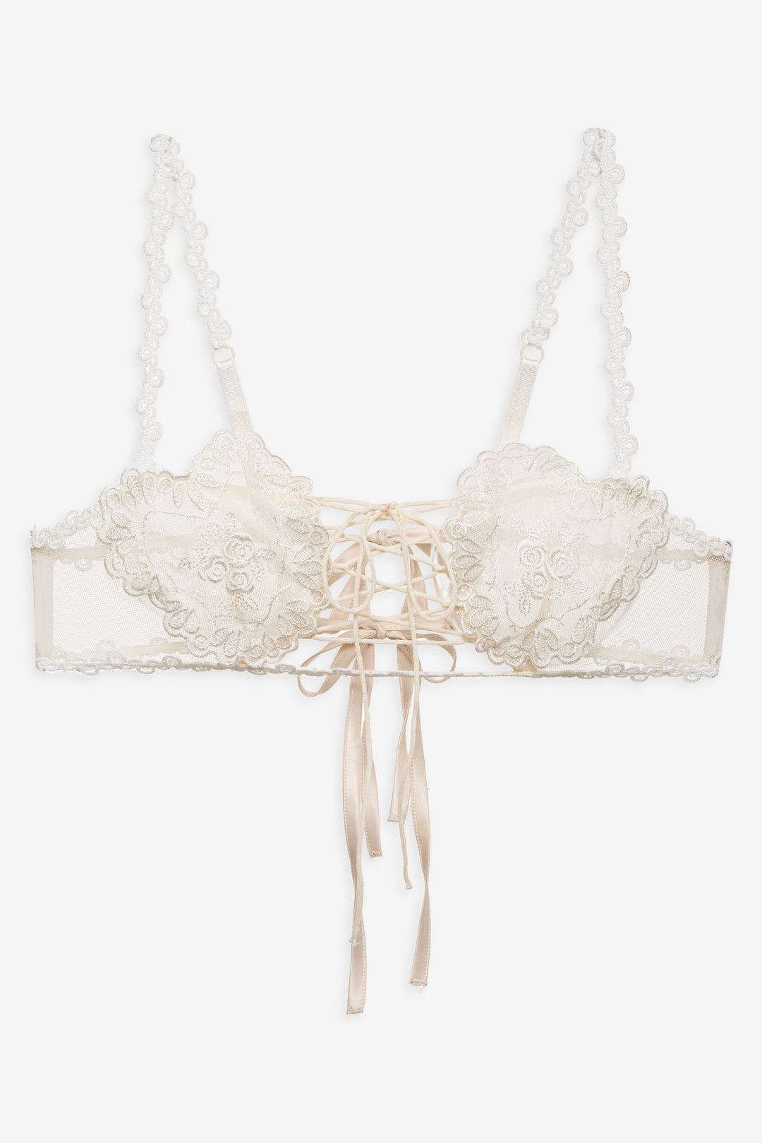 Vintage Embroidery Bra White