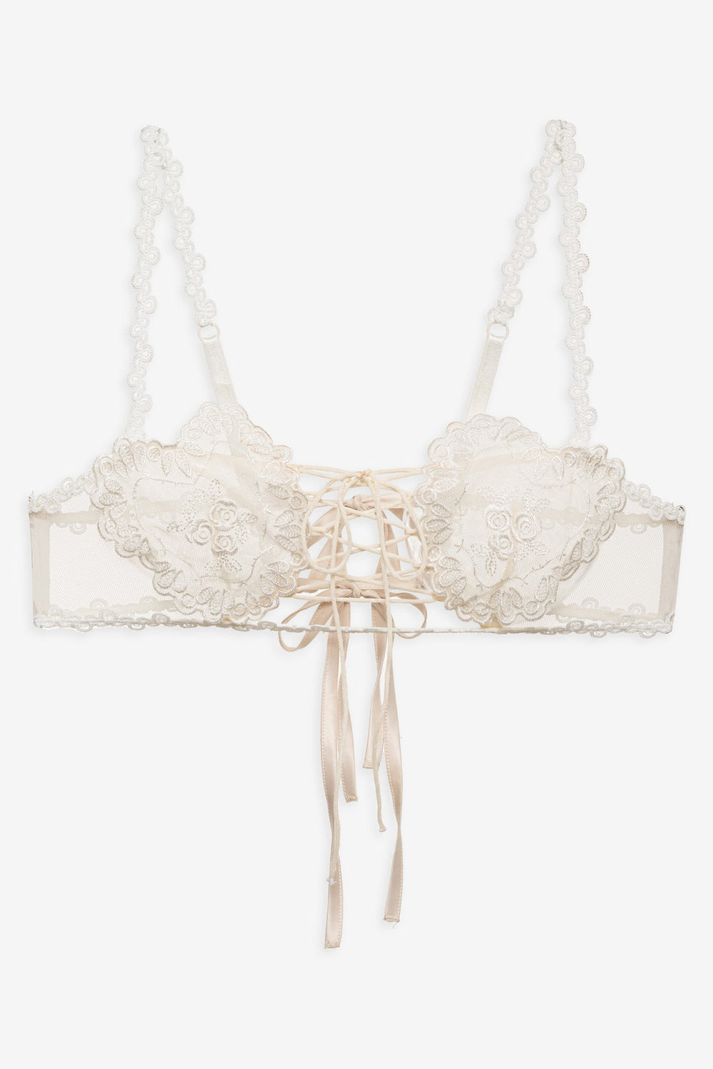 Vintage Embroidery Bra White