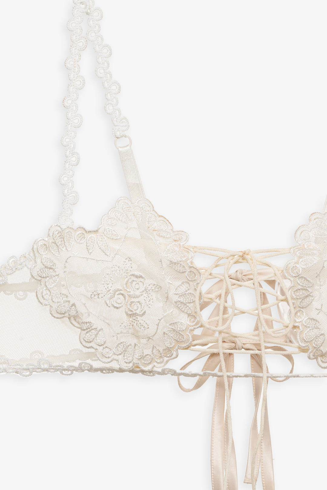 Vintage Embroidery Bra White