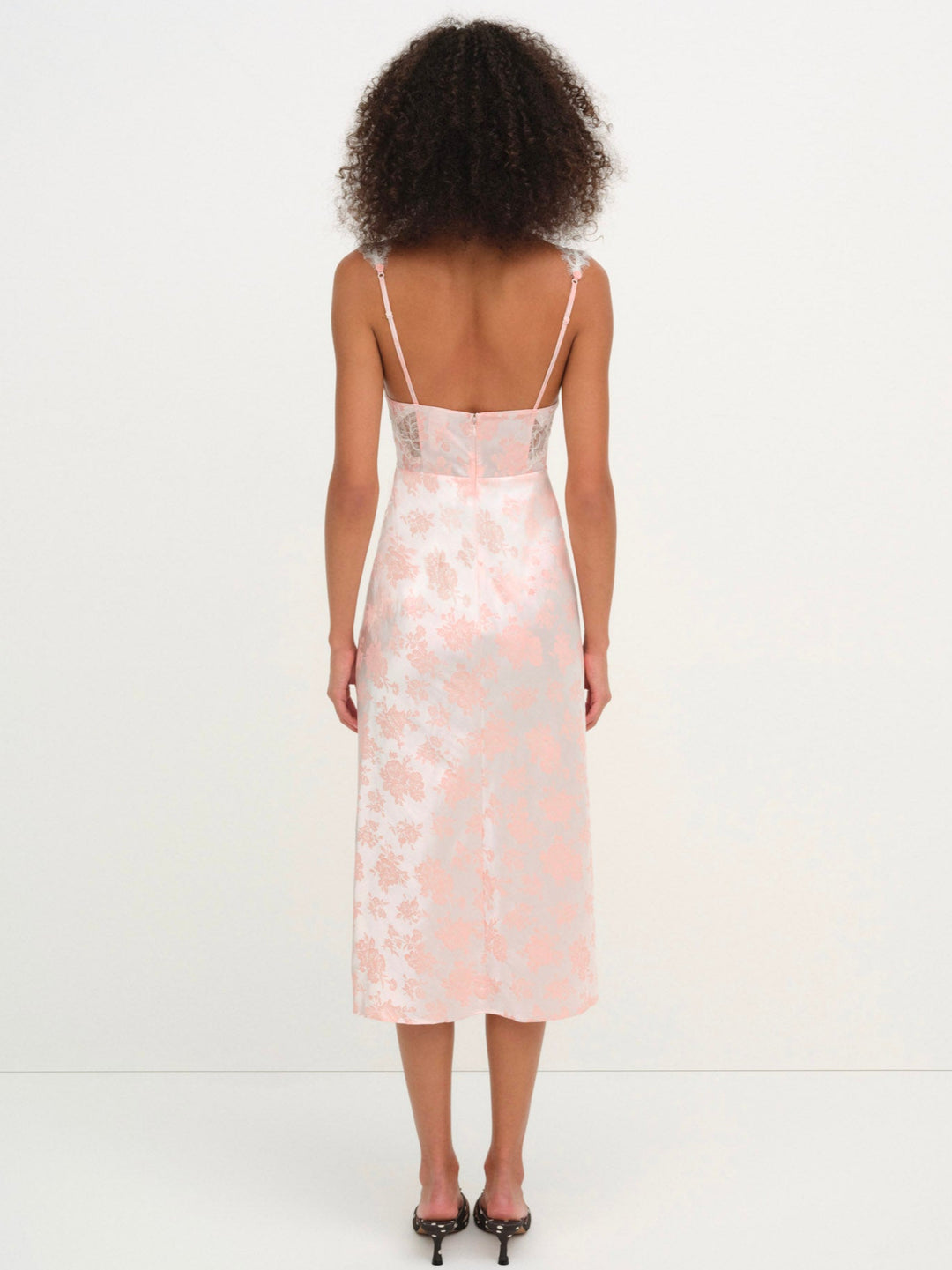 Audrey Jacquard Midi Slip Peach