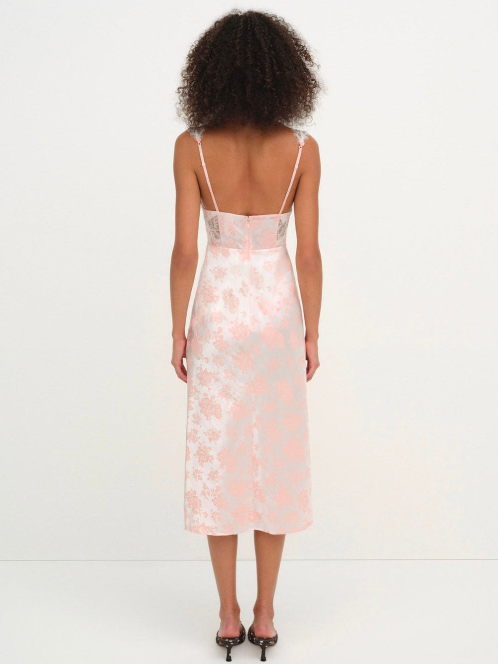 Audrey Jacquard Midi Slip Peach