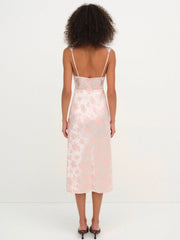 Audrey Jacquard Midi Slip Peach