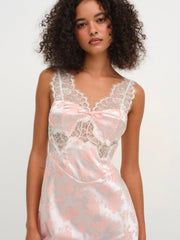 Audrey Jacquard Midi Slip Peach