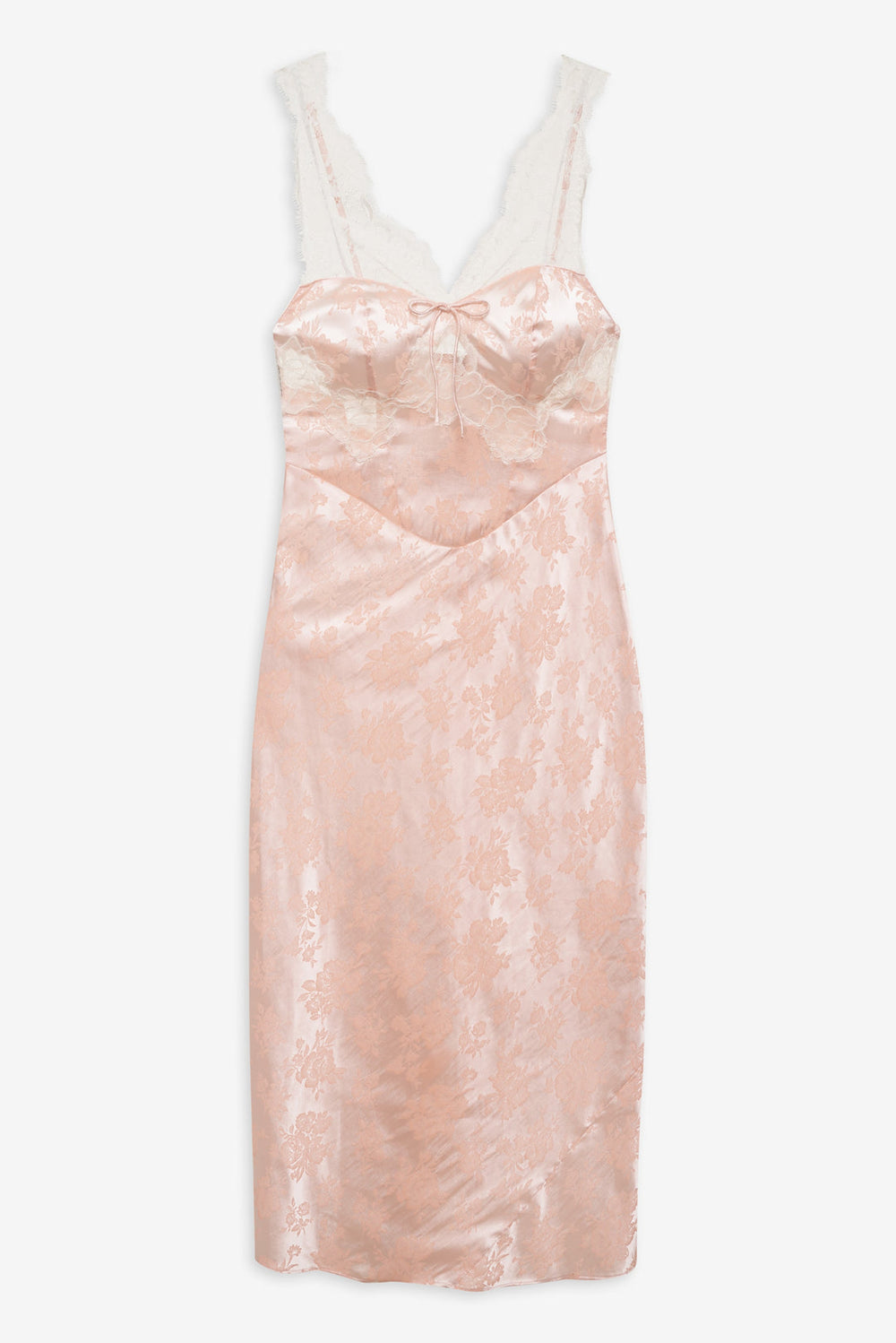 Audrey Jacquard Midi Slip Peach