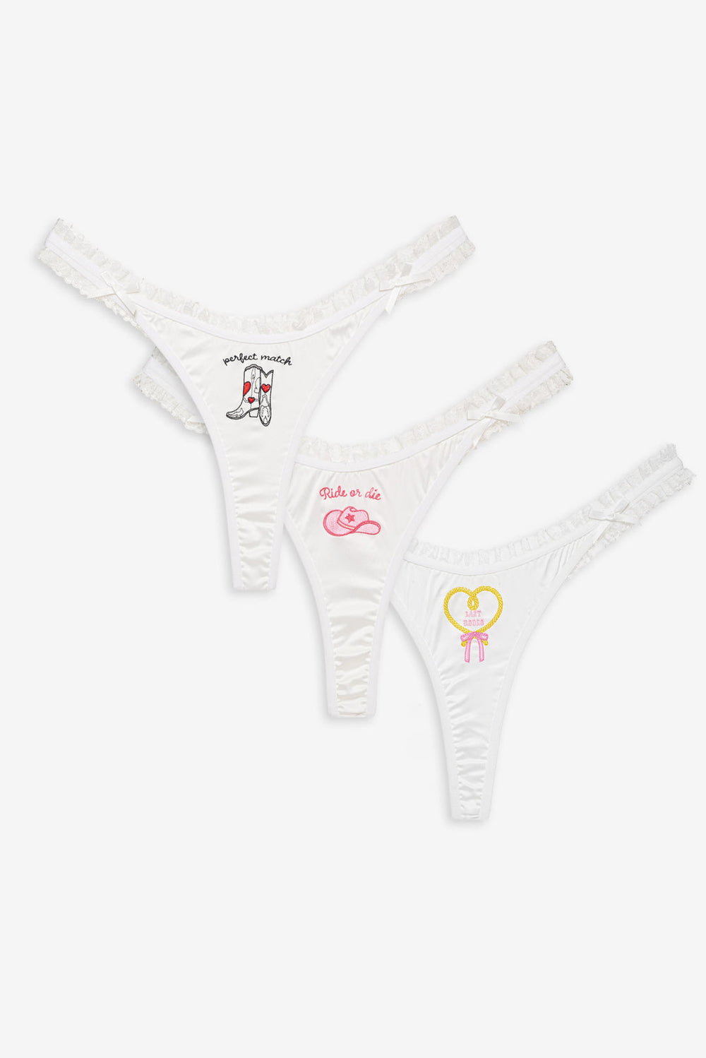 Bachelorette Thong Panty Pack White