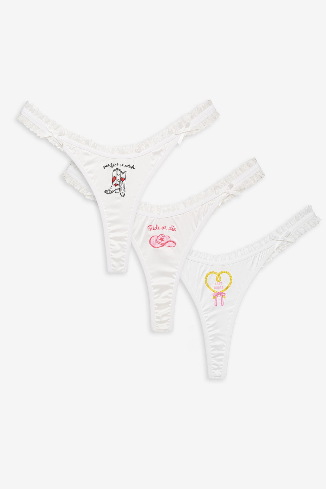 Bachelorette Thong Panty Pack White